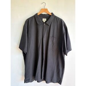 Solitude Mens XXL Black Modal Rayon Short Sleeve Palm Tree Button Down Shirt